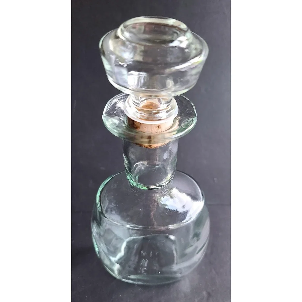Vintage Clear Glass Decanter Stopper Embossed 10.5